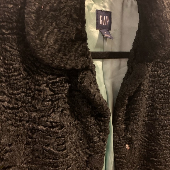 Vintage GAP faux Persian lamb fur black jacket  M - Picture 5 of 6